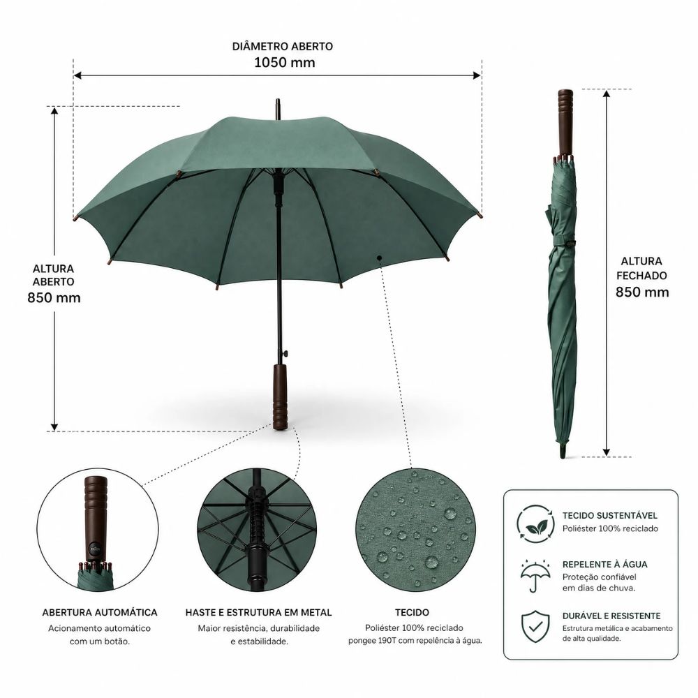 Guarda-Chuva Automático Pongee 190T — imagem 2