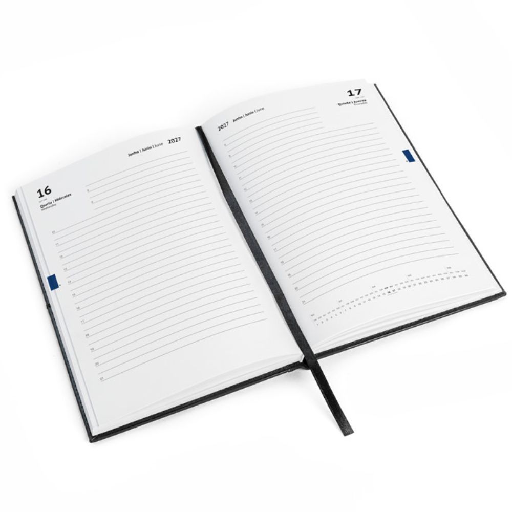 Agenda Diária A5 2027 em PU com Bolsos Externos — imagem 4