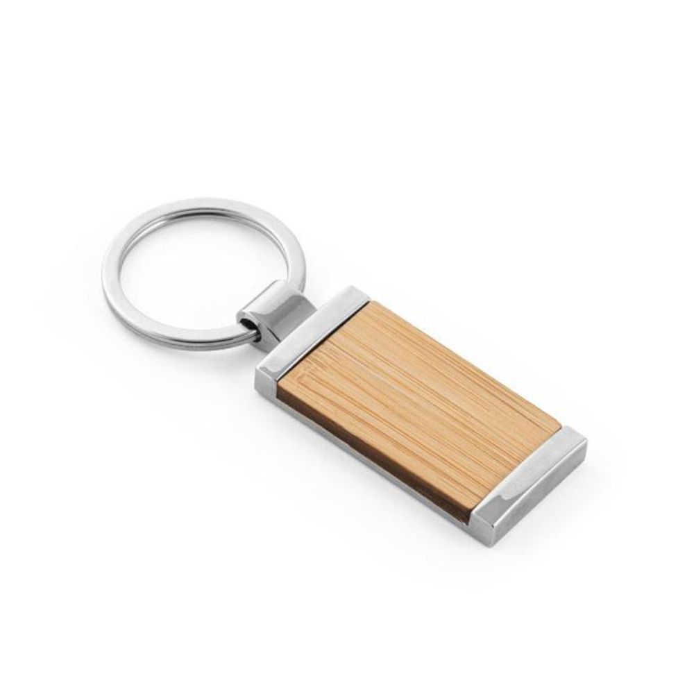 Chaveiro Ecológico Metal/Bambu Retangular — imagem 3