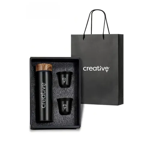 Kit Presente Café Garrafa Inox / 2 Copos Inox